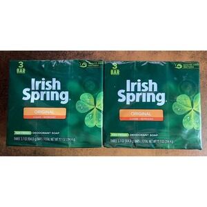 2 BOXES Irish Spring ORIGINAL SCENT Bar Soap 3.75 Ounce (Each Box is 3 bars X 2)